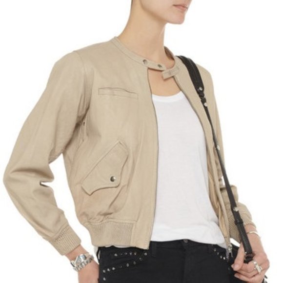 NEW ISABEL MARANT ETOILE $1180 Calista Lamb Leather Bomber Jacket FR 36 US 2 4 - Picture 1 of 12